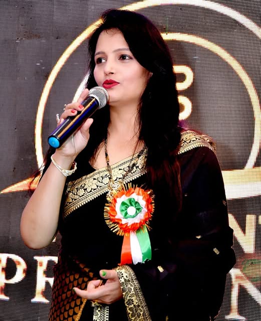 Portrait photograph of Hema Khatri, Secretary of Madhayam Samajik Sanstha